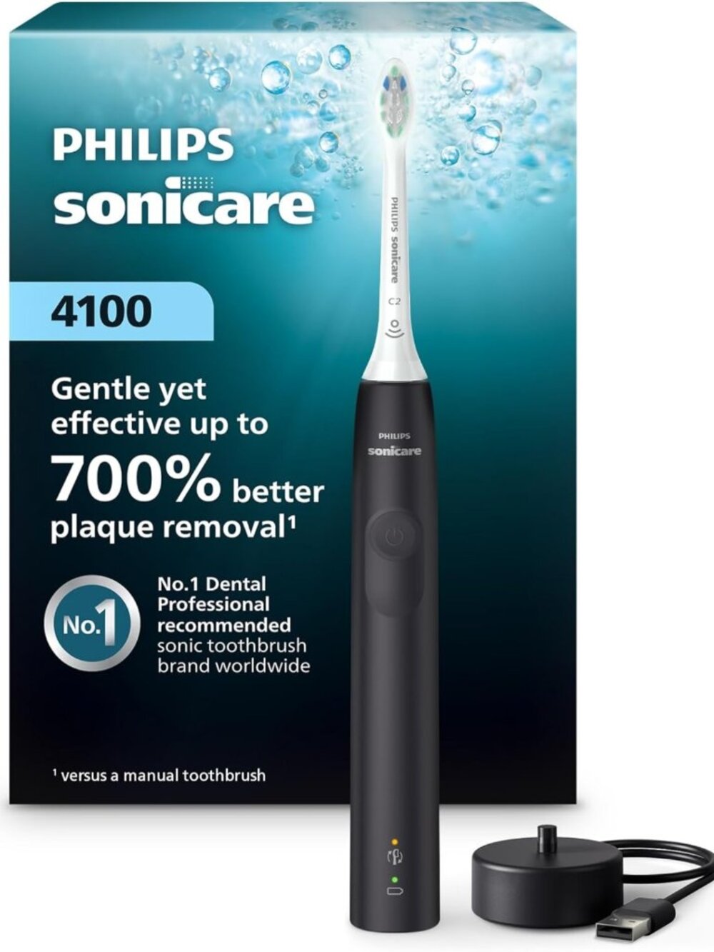 Rechargeable Electric Toothbrush, 700% Plaque Removal, Pressure Sensor, 2